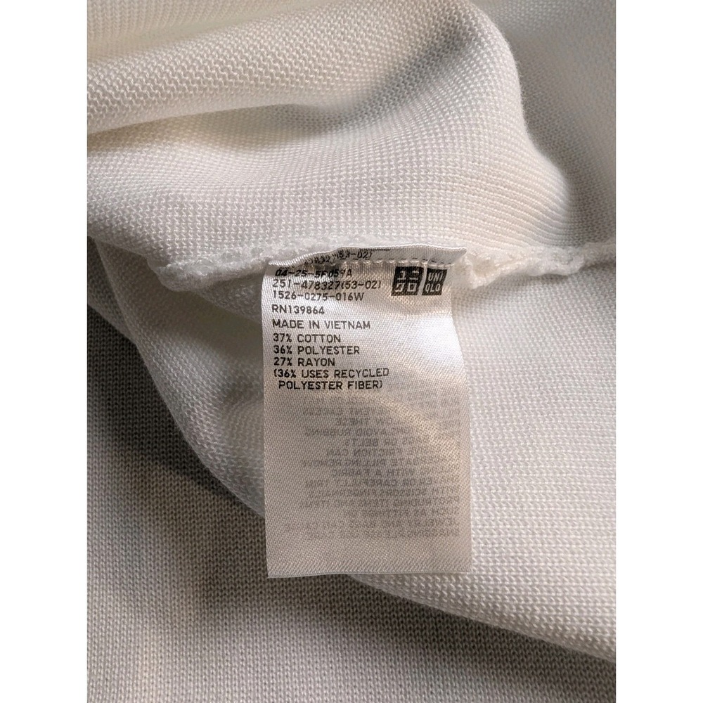 UNIQLO Washable Milano Ribbed Short Sleeve Sweater Womens Size L Off White 47832 - Picture 3 of 8